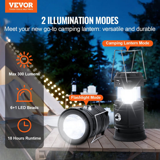 Portable Rechargeable LED Camping Lanterns - Set of 4 with Battery Bank功能